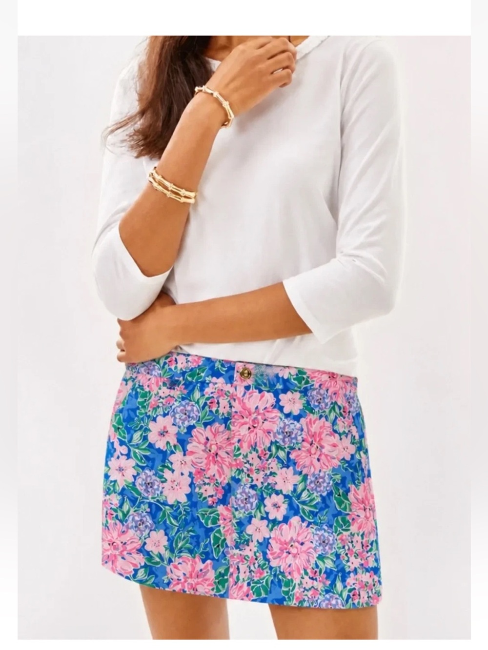 Lilly Pulitzer Colette Knit Mini Skort Spring in Your Step Blue Tropical Floral